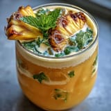 Tropical Pineapple Coconut Agua Fresca with Lime, garnished with garnishes beautifully.