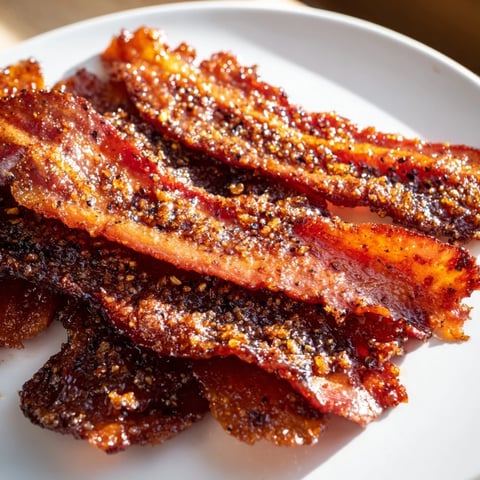 Golden-brown Snoop Dogg Billionaire Bacon with sparkling sugar crust; a sweet and savory delight.