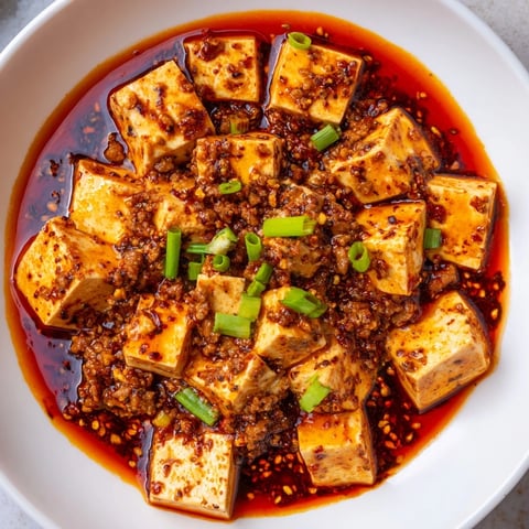 Steaming Chinese Mapo Tofu, a vibrant dish with soft tofu and spicy chili bean sauce.