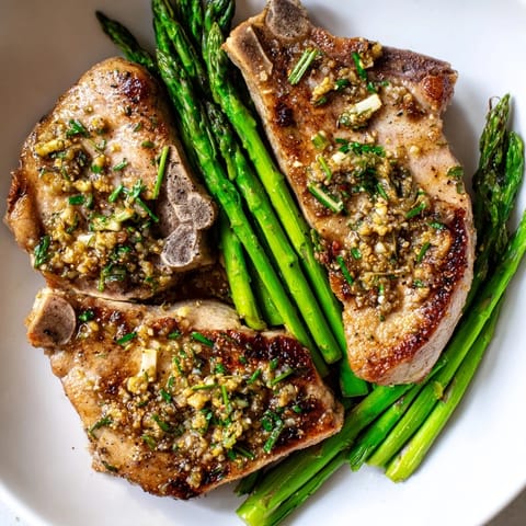 Lemon Herb Pork Chops Asparagus