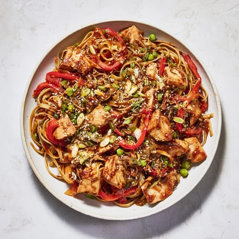 Sesame Hoisin Ground Chicken Pasta