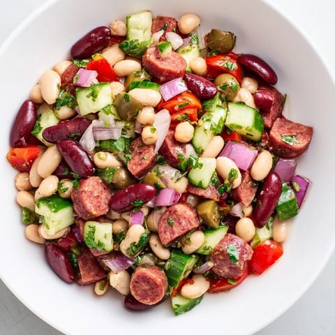 Mediterranean Bean Salami Salad