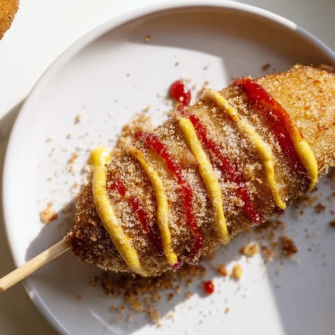 These delicious Korean-Inspired corn dogs have a light, fluffy texture and are coated in crispy panko breadcrumbs.