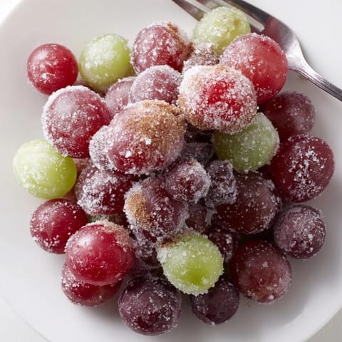 Shiny, ice-covered frozen grapes, the perfect sweet and healthy treat to beat the heat.