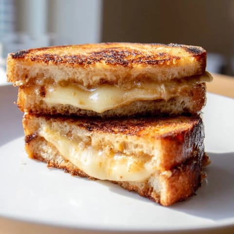 A warm close-up shows the spicy-sweet Honey Chipotle Butter Grilled Cheese oozing melted cheese.