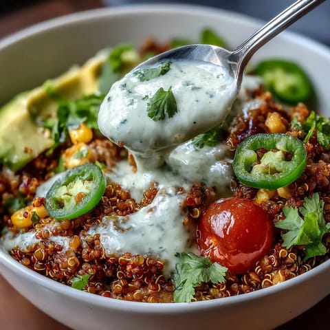 Vibrant vegan lentil quinoa taco bowls with smoky spices, black beans, and zesty avocado lime crema, garnished with tomatoes, corn, and cilantro for a nourishing meal.  