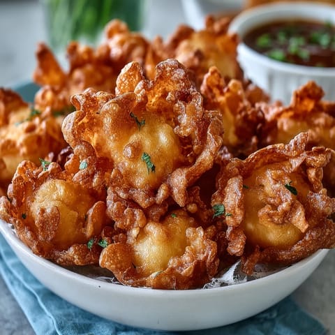 Golden dandelion fritters with crispy, golden-brown batter and a vibrant herb dipping sauce served on a rustic wooden board.