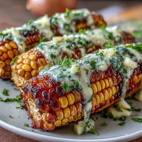 Golden corn on the cob steamed in the microwave, glistening with rich garlic butter and fresh parsley, a perfect summer side dish.