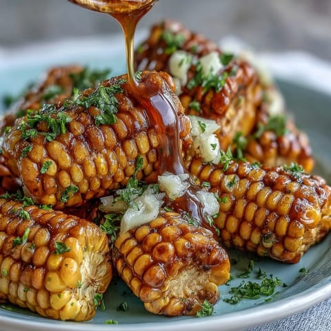 Microwave corn on the cob with garlic butter, tender and sweet, brushed with savory melted garlic butter for a quick and flavorful side.