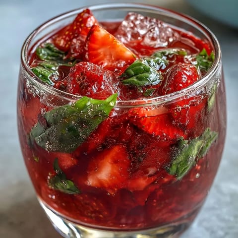 Vibrant Strawberry Basil Mocktail bursting with fresh fruit and herbs, perfect for summer.