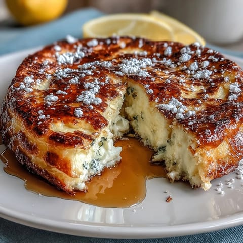 Fluffy lemon ricotta pancakes piled high with berries and syrup, a sweet brunch dream.