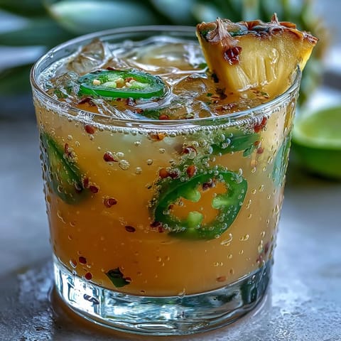Vibrant Pineapple Jalapeño Agua Fresca, bursting with sweet fruit and a spicy kick.