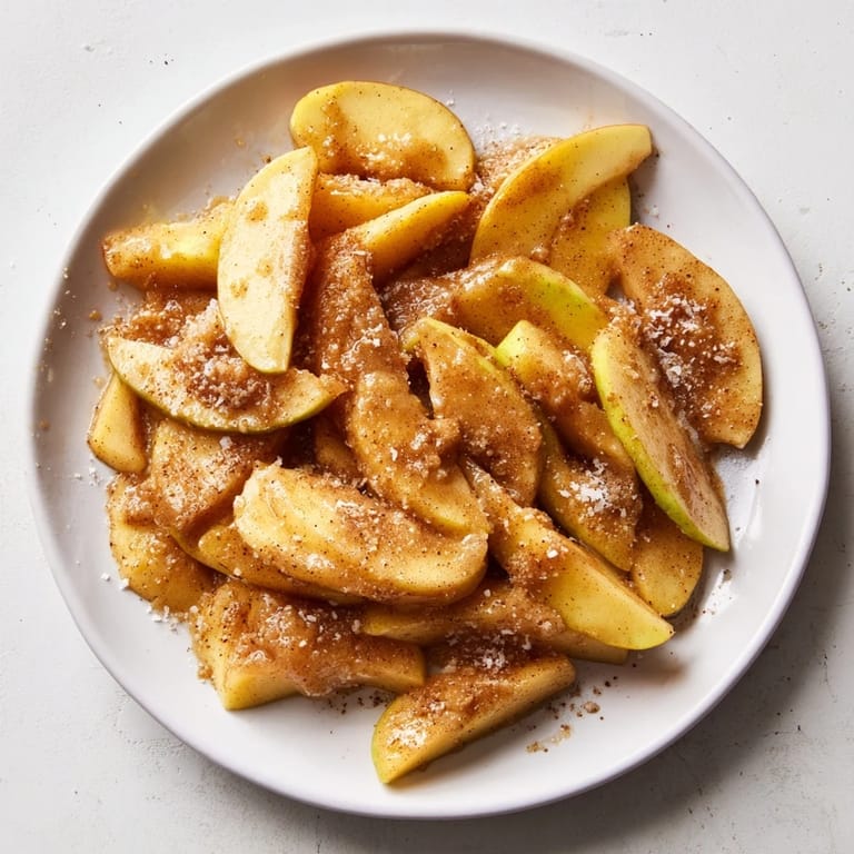 Enjoy a visual treat: Tender baked apple slices dusted with cinnamon, offering delicious flavors.