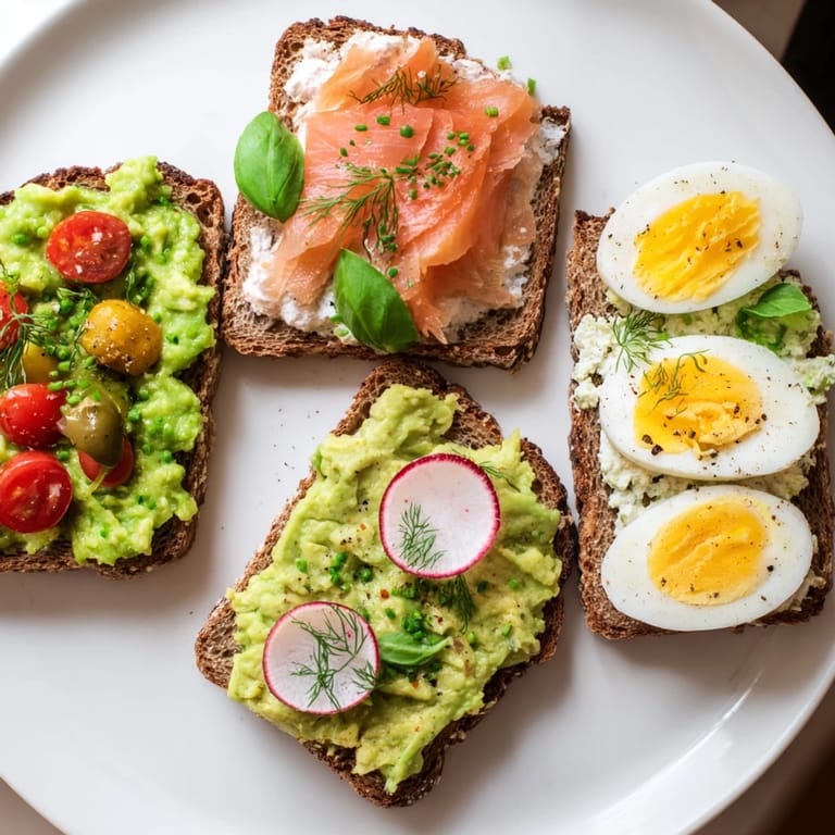 Spicy Chickpea and Radish avocado toast, a vibrant vegetarian option with a drizzle of olive oil.