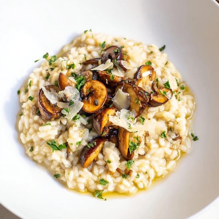This creamy stove-top risotto features a rich, savory essence, perfect for a satisfying dinner.