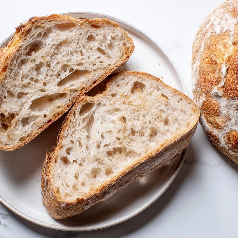 This rustic loaf of the best easy no-knead bread is beautifully browned and ready for serving with butter.