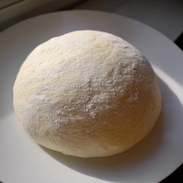 A close-up of the smooth, elastic homemade pizza dough, inviting you to create pizza!