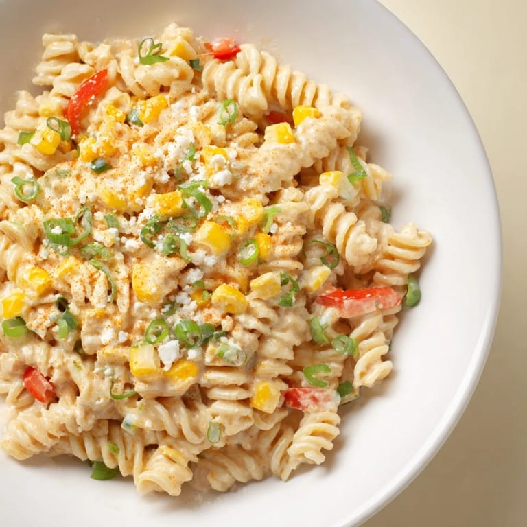 Vibrant image of One-Pot Mexican Street Corn Pasta, featuring tender pasta with corn and a rich, creamy sauce.