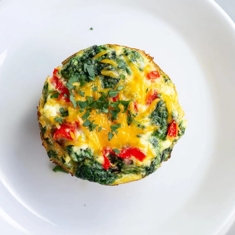 Savory mini crustless quiches, showcasing a delicious combination of spinach, eggs, and cheese.