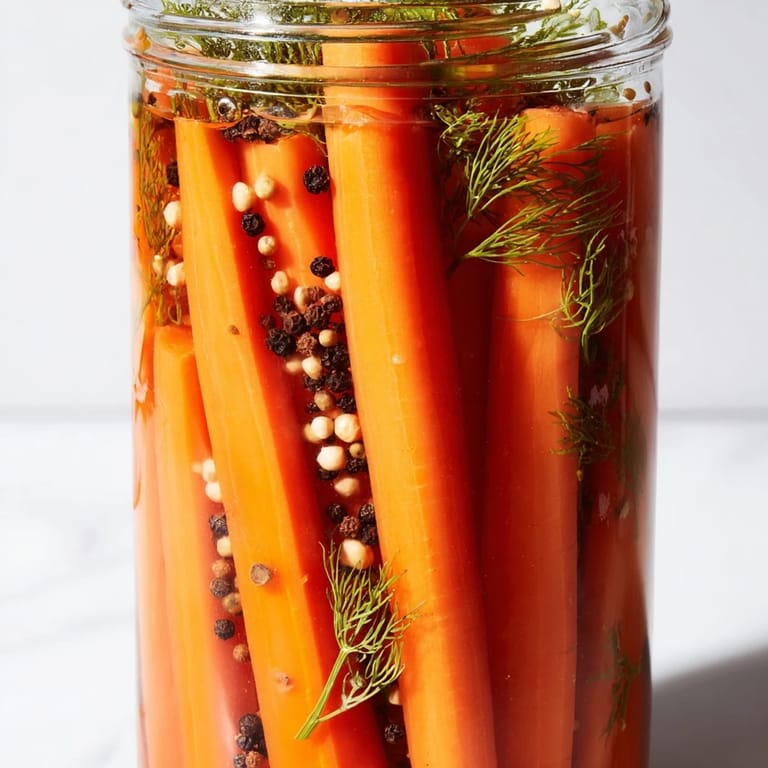 Enjoy a delicious side of homemade Quick Pickled Carrot Spears, packed with zesty flavor and effortless to make.