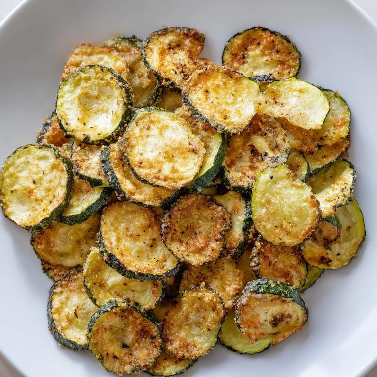 Homemade crispy zucchini chips, arranged on a baking sheet, ready for a delicious, low-carb treat.