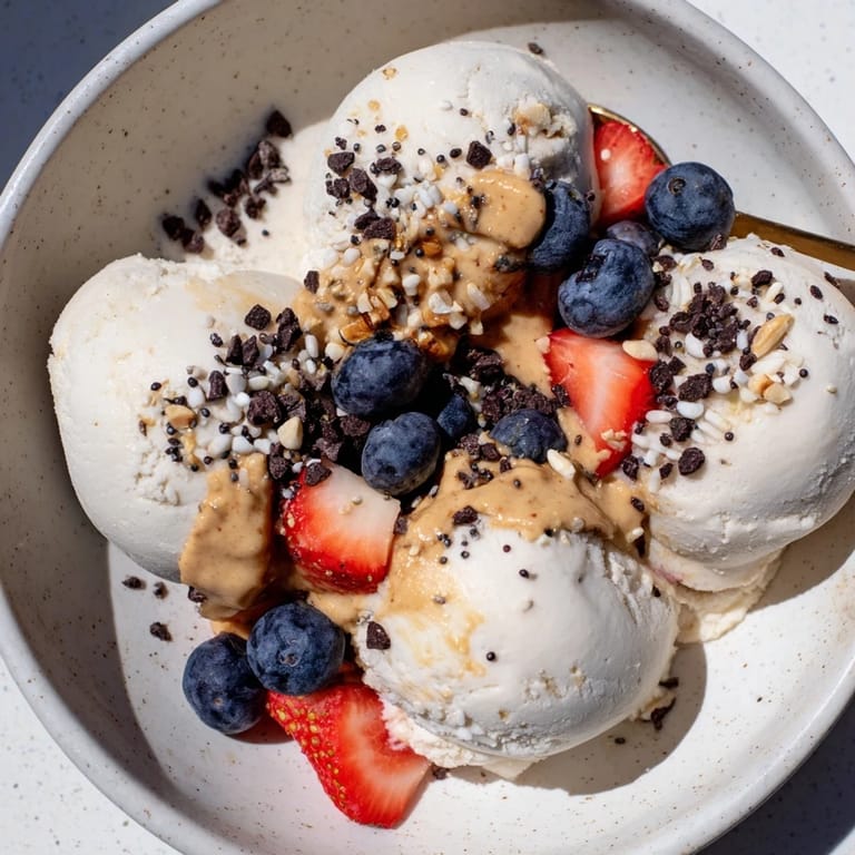 Enjoy a refreshing Protein Ice Cream Bowl: cool, blended, and ready to customize for a sweet dessert.