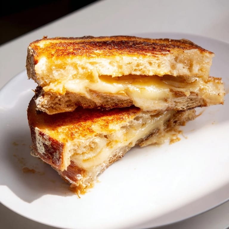 Perfectly grilled Honey Chipotle Butter Grilled Cheese, ready to be sliced, a delicious vegetarian sandwich.