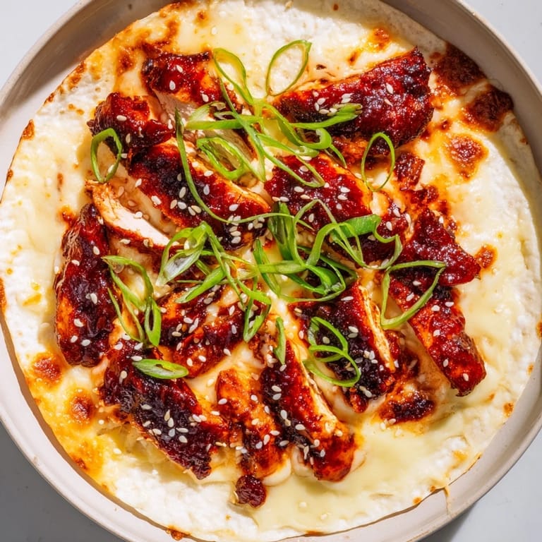 Mouthwatering, golden-brown Korean BBQ Chicken Wrap Grilled Cheese, ready to be sliced and enjoyed.