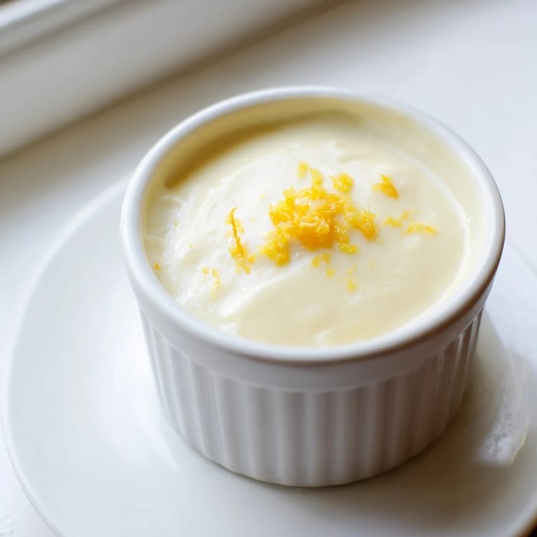 Velvety smooth 3-Ingredient Lemon Posset, garnished with lemon zest, an easy British dessert.