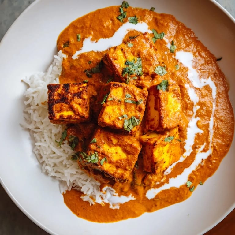 A vibrant photo of Paneer Tikka Masala, showcasing perfectly grilled paneer in a rich tomato sauce, ready to eat.