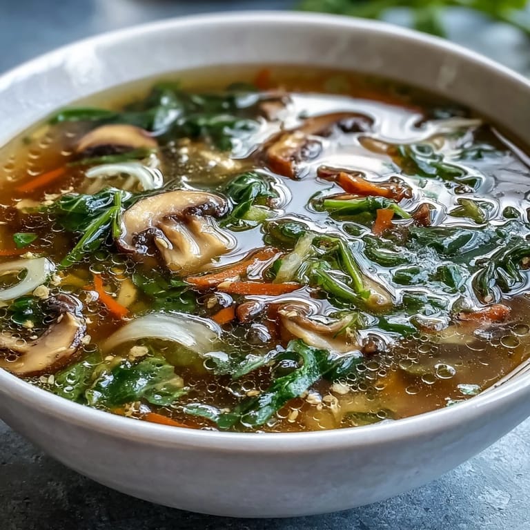 Cozy bowl of Ginger-Miso Winter Soup ready to be garnished and enjoyed.