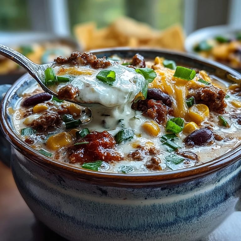 Serving Creamy Taco Soup with lime wedges and sour cream, ladled from a pot for a cozy family dinner.