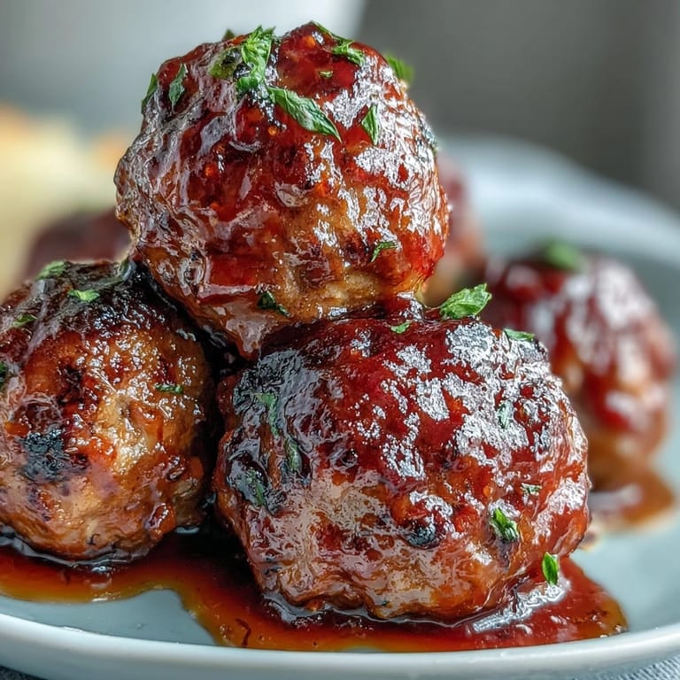 Steam rises from tender Slow Cooker Peach Glazed Meatballs served in a ceramic bowl, ready to be enjoyed over fluffy white rice.
