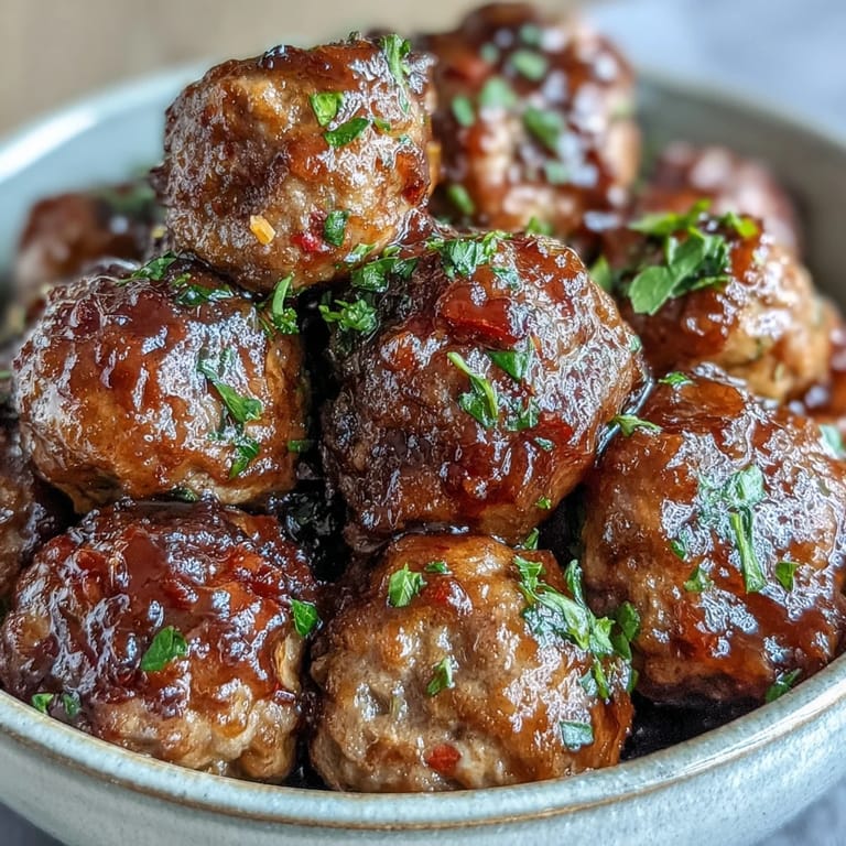 Fork-tender Easy Sweet and Sour Crock Pot Meatballs coated in a glossy, apricot-infused sauce, ready to serve over fluffy jasmine rice for a comforting dinner.