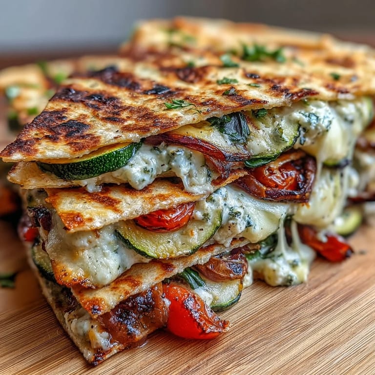 Sizzling skillet cooking Mediterranean veggie quesadillas with gooey feta and mozzarella cheese pull.