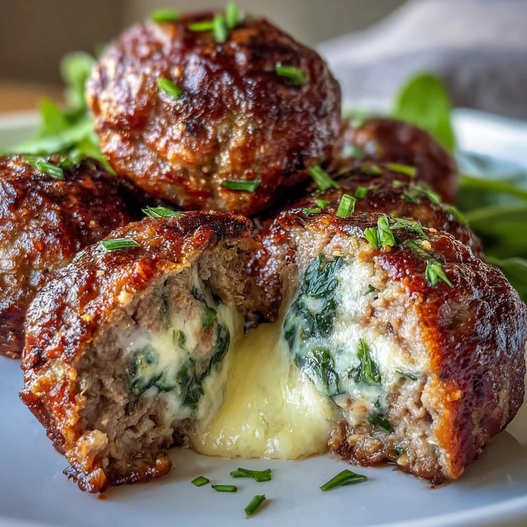 Freshly seared spinach garlic meatballs topped with parsley and red pepper flakes, plated over zucchini noodles for a low-carb dinner.