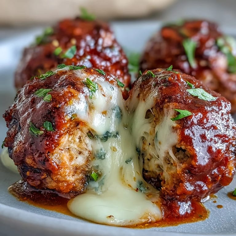 Crisp-baked Baked Spicy Chicken Parm Meatballs in a white baking dish with parsley garnish, perfect for gluten-friendly eats.