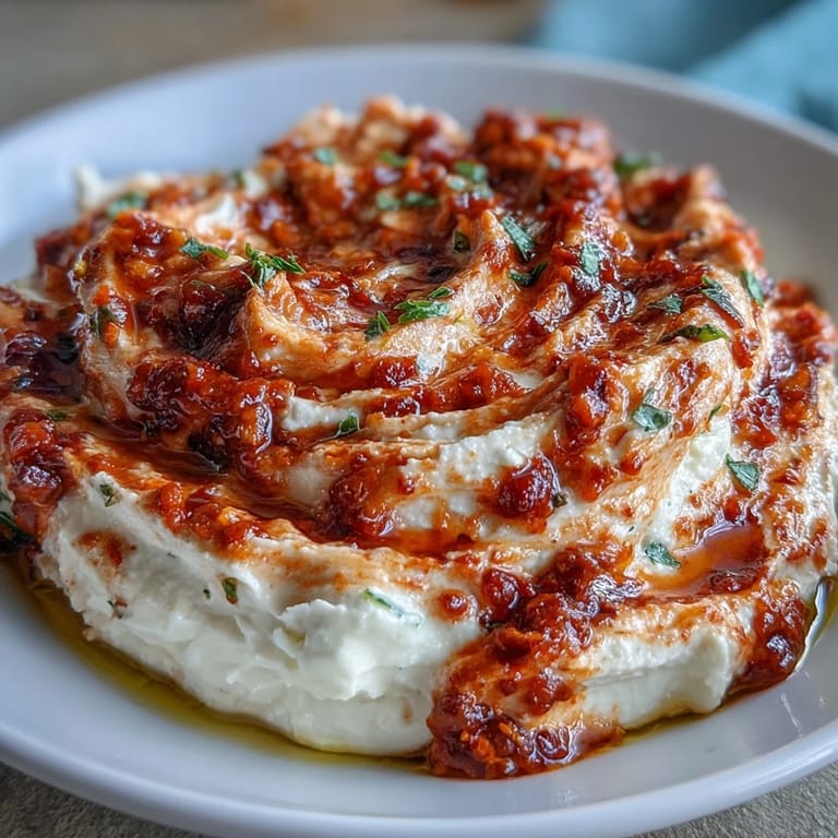 Spicy and tangy Calabrian chili cream cheese served with toasted baguette slices for an appetizer.  