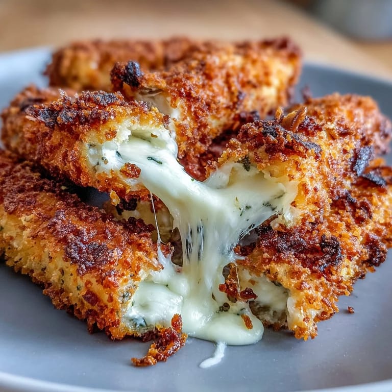 Warm mozzarella sticks fresh from the air fryer, paired with a rich, herb-infused marinara sauce for a classic appetizer.  