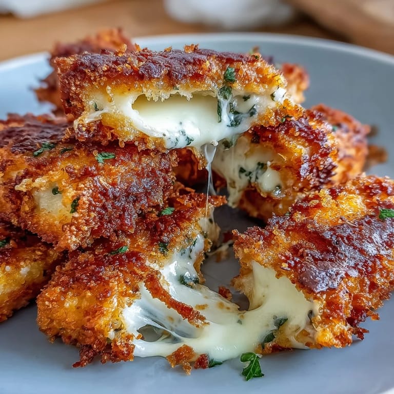 Lightly breaded mozzarella sticks cooked to golden perfection in the air fryer, accompanied by a tangy marinara dip.