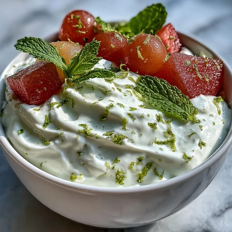 A refreshing summer fruit platter featuring honeydew, strawberries, and grapes paired with sweet-tangy honey-lime dip.