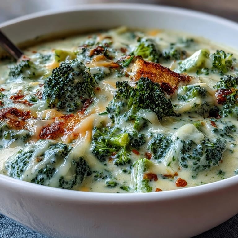 Velvety broccoli cheddar soup made healthier with Greek yogurt, served hot with crusty bread.  