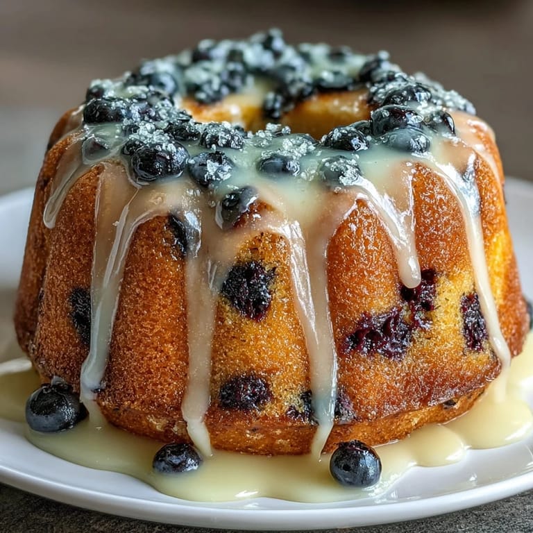 Fluffy mini bundt cakes bursting with sweet blueberries and bright lemon zest, showcasing the rich flavor of sourdough in every bite.