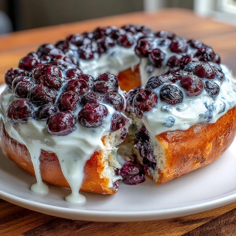 Golden baked protein bagels bursting with juicy blueberries and finished with a tangy, sweet Greek yogurt frosting.  