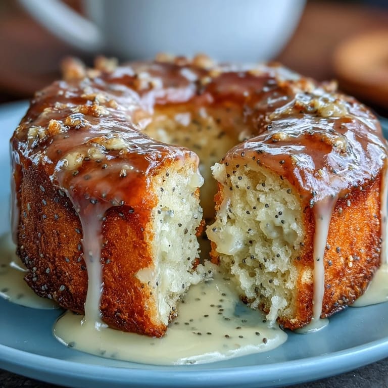 Golden-baked protein bagels bursting with lemon zest and poppy seeds, drizzled with a sweet lemon glaze for a refreshing morning treat.  