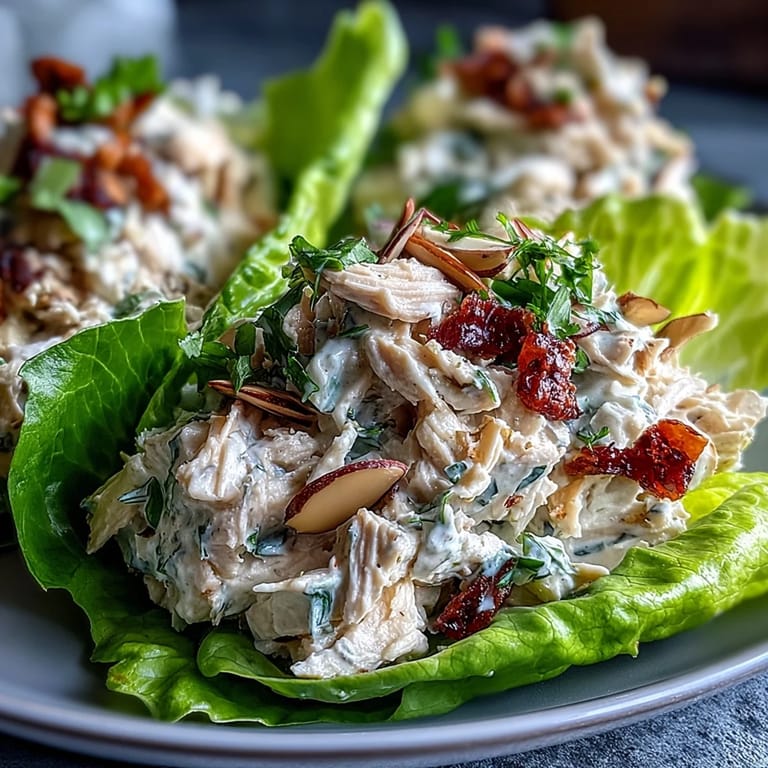 Fresh and vibrant chicken salad lettuce wraps with crunchy celery, red pepper, and a tangy lemon-mayo dressing.  