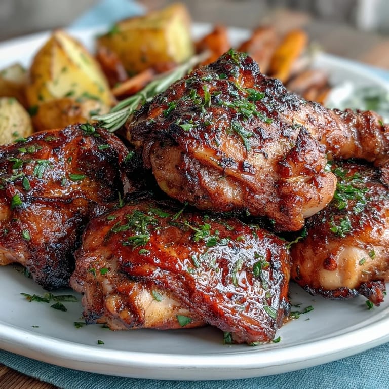 Juicy chicken drumsticks nestled among golden potatoes and sweet carrots, baked to perfection with garlic and smoked paprika for a flavorful, satisfying dish.