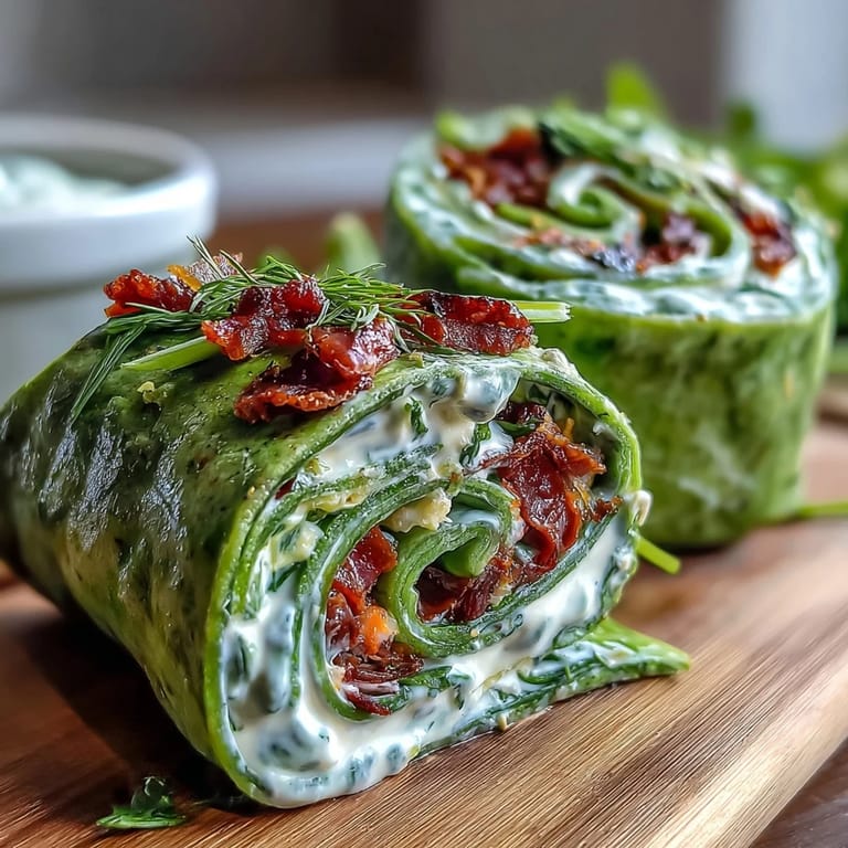 Creamy herb cheese spread on spinach wraps, rolled with crunchy carrots and peppers, sliced into vibrant, shareable pinwheels.