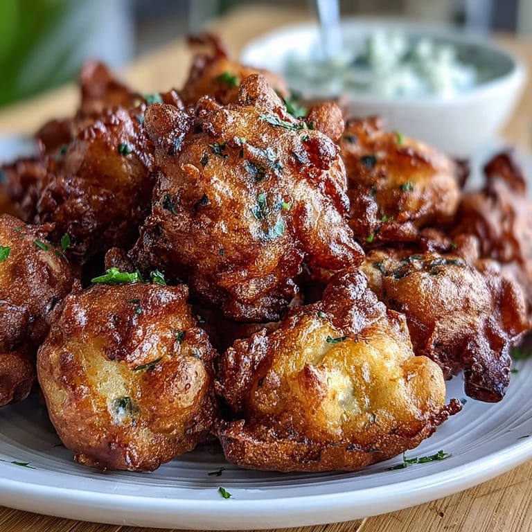 Delicate dandelion flowers fried to perfection, golden and crispy, paired with a refreshing, creamy herb dipping sauce.