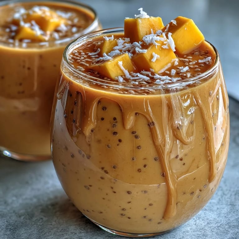 Sip this dreamy Mango Coconut Chia Smoothie, bursting with sweet mango flavor.